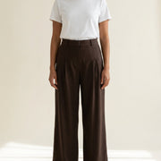 M JEANS Office Wool Pant Wide PANTS 129 CHOCOLATE