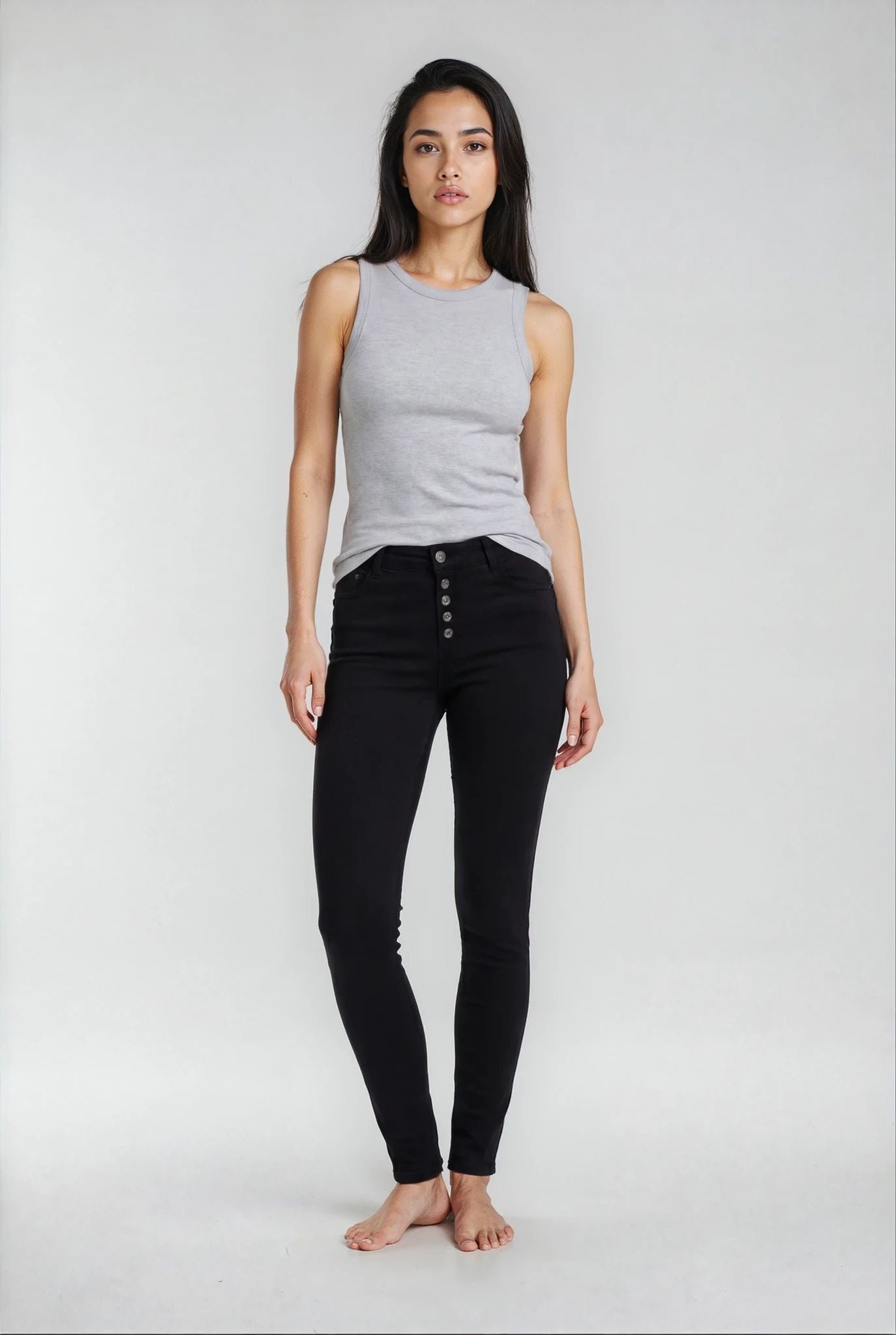 MAPP PATTI BUTTON DENIM JEANS DENIM/TWILL 81 BLACK DENIM