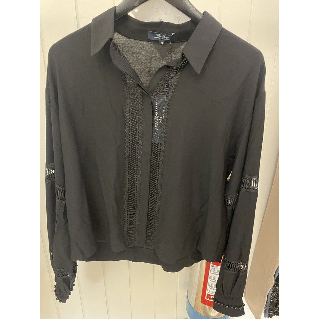 M JEANS PEARL LACE SHIRT BLOUSE/SHIRT 80 BLACK