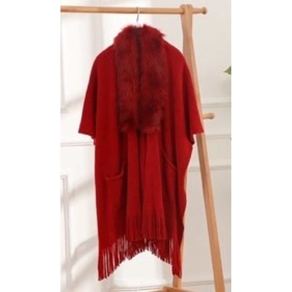 M JEANS PONCHO FAUX FUR OUTERWEAR