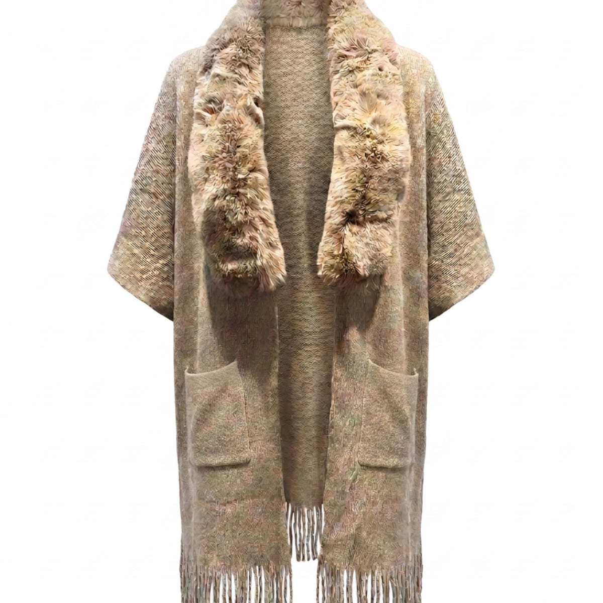 M JEANS PONCHO FAUX FUR OUTERWEAR 135 EARTH