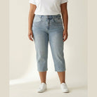 DNYcph Plus Size Fashion Denim Capri PANTS 3/4 9196 LIGHT BLUE USED