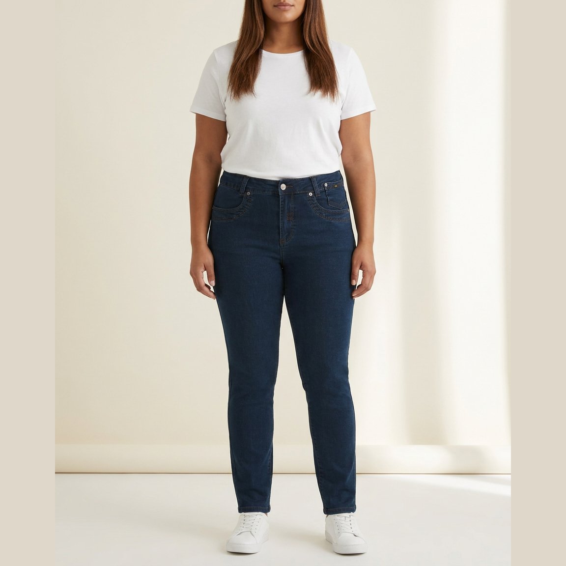 DNYcph Plus Size Mody Denim Jeans DENIM/TWILL 93 CLASSIC BLUE DENIM