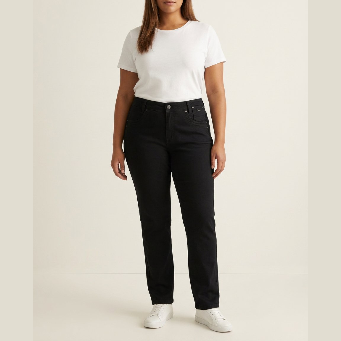 DNYcph Plus Size Mody Twill Jeans DENIM/TWILL 80 BLACK