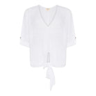 DNYcph Plus Size V-Neck Gage Blouse BLOUSE/SHIRT 10 WHITE