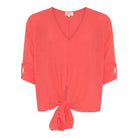 DNYcph Plus Size V-Neck Gage Blouse BLOUSE/SHIRT 350 CORAL