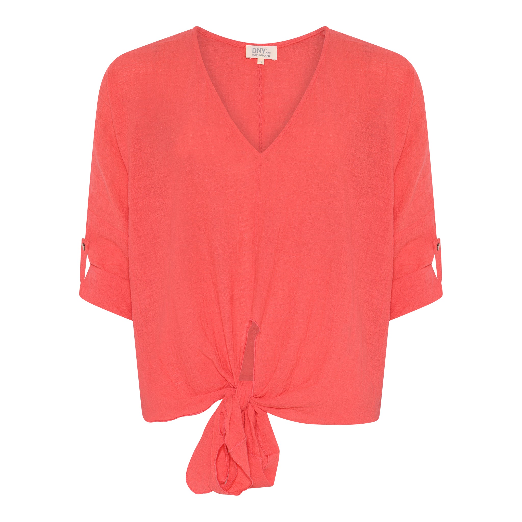 DNYcph Plus Size V-Neck Gage Blouse BLOUSE/SHIRT 350 CORAL