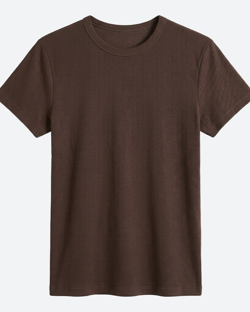 MAPP RIB BASIC TSHIRT TOP/T-SHIRT 129 CHOCOLATE