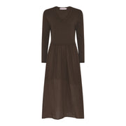 M JEANS RIB L/SL DRESS DRESS/JUMPSUIT 129 CHOCOLATE