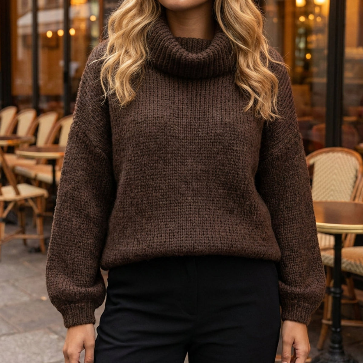 M JEANS ROLLER KNIT KNITWEAR 129 CHOCOLATE