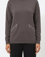 MAPP ROMA ZIP BLOUSE KNITWEAR 129 CHOCOLATE