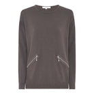MAPP ROMA ZIP BLOUSE KNITWEAR 129 CHOCOLATE