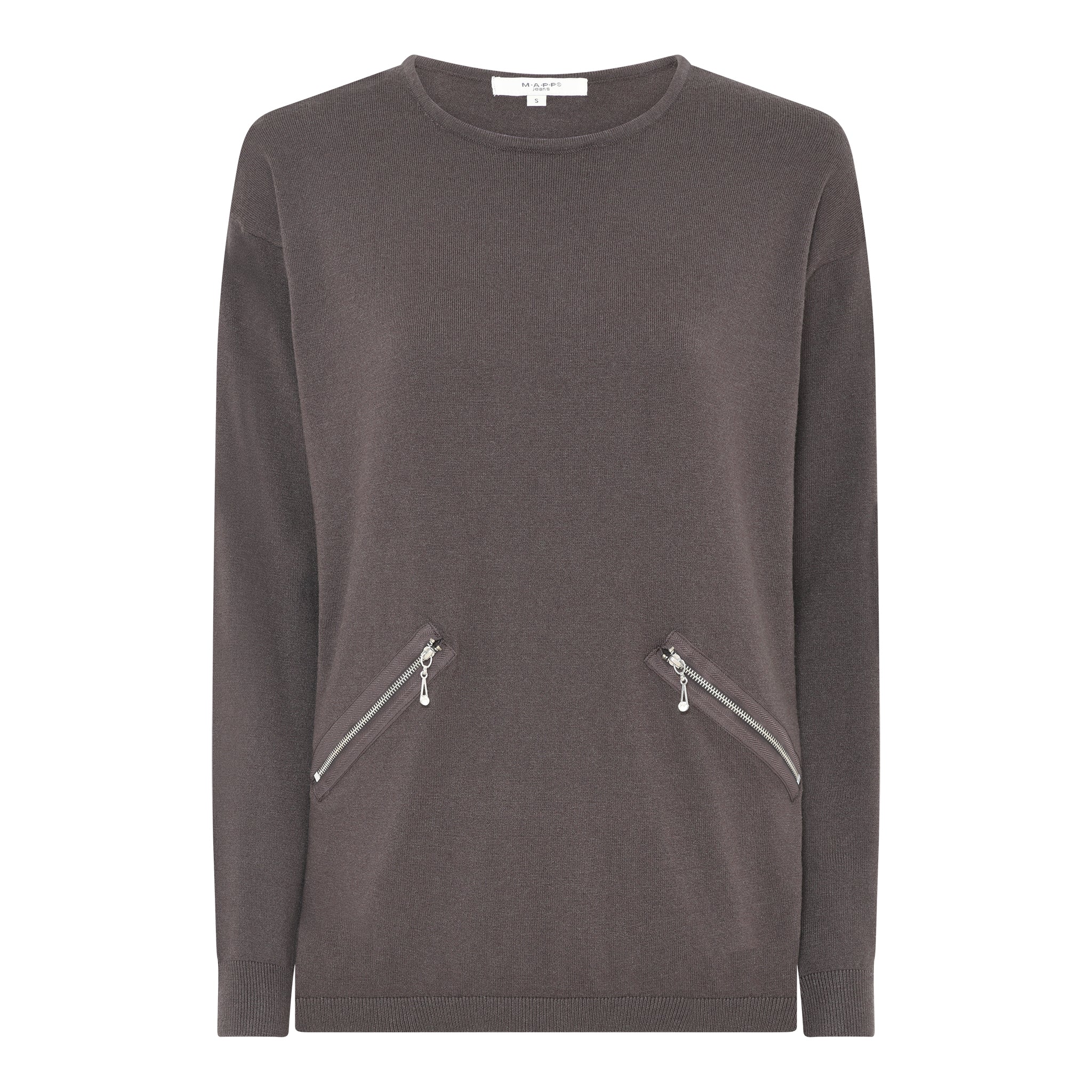 MAPP ROMA ZIP BLOUSE KNITWEAR 129 CHOCOLATE