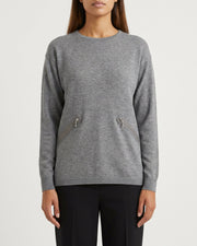 MAPP ROMA ZIP BLOUSE KNITWEAR 253 LIGHT GREY MELANGE
