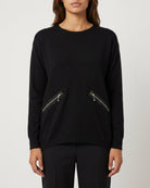 MAPP ROMA ZIP BLOUSE KNITWEAR 80 BLACK