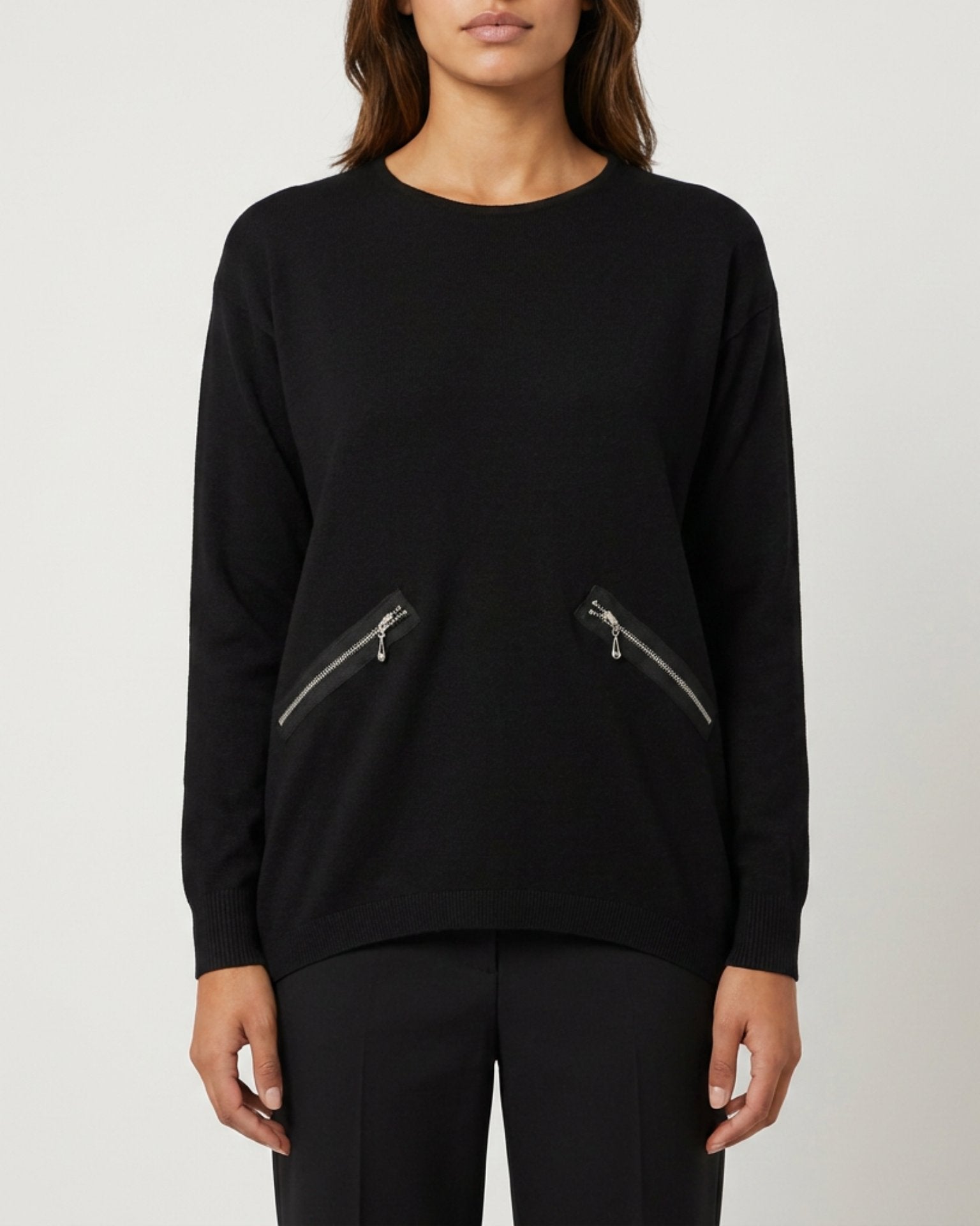 MAPP ROMA ZIP BLOUSE KNITWEAR 80 BLACK