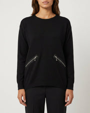 MAPP ROMA ZIP BLOUSE KNITWEAR 80 BLACK