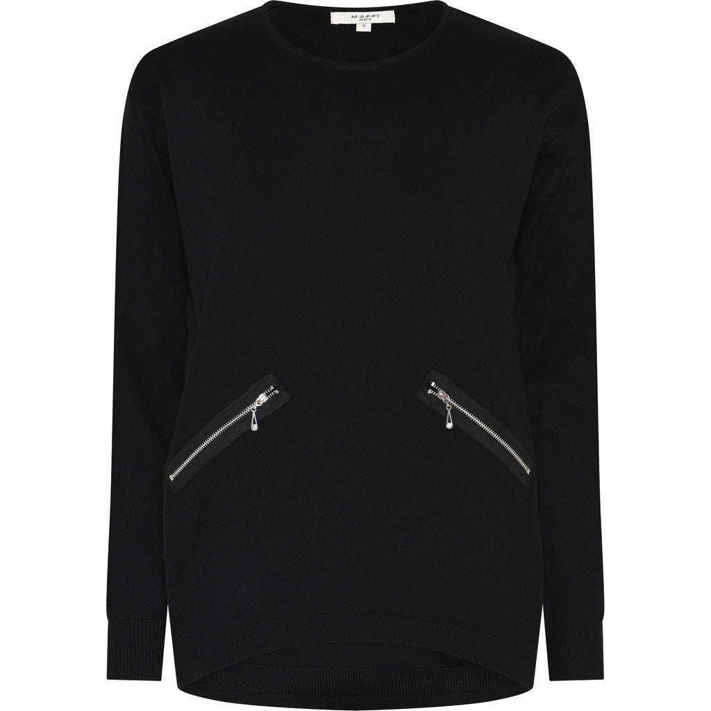 MAPP ROMA ZIP BLOUSE KNITWEAR 80 BLACK