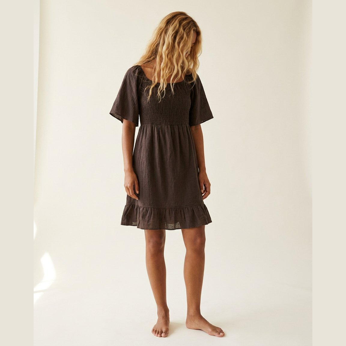 MOONDUST SARA GAGE ROSE SHORT DRESS DRESS/JUMPSUIT 129 CHOCOLATE