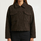 MOONDUST SHORT CURLY JACKET KNITWEAR 129 CHOCOLATE