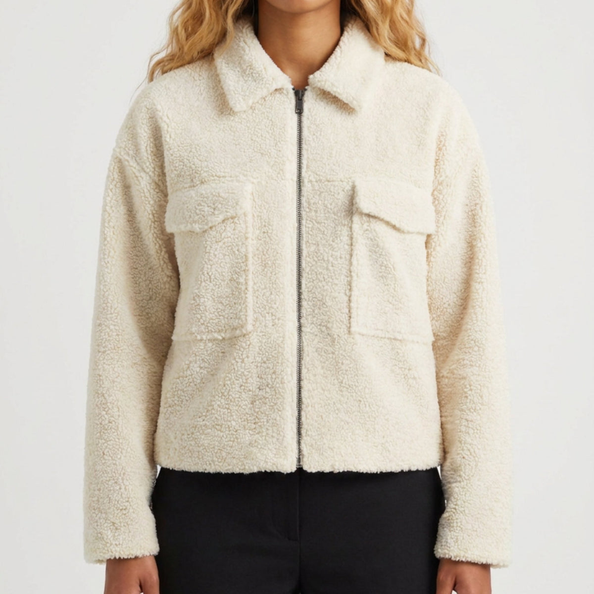 MOONDUST SHORT CURLY JACKET KNITWEAR 20 OFF WHITE