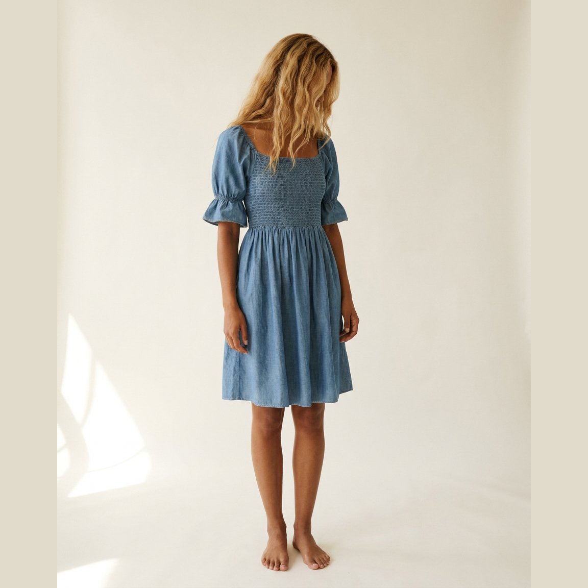 MAPP SHORT SMOCK PUFF DRESS TENCEL DRESS/JUMPSUIT