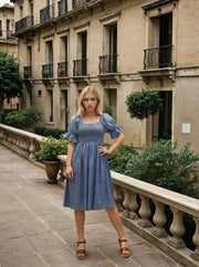 MAPP SHORT SMOCK PUFF DRESS TENCEL DRESS/JUMPSUIT 939699 CLASSIC BLUE USED