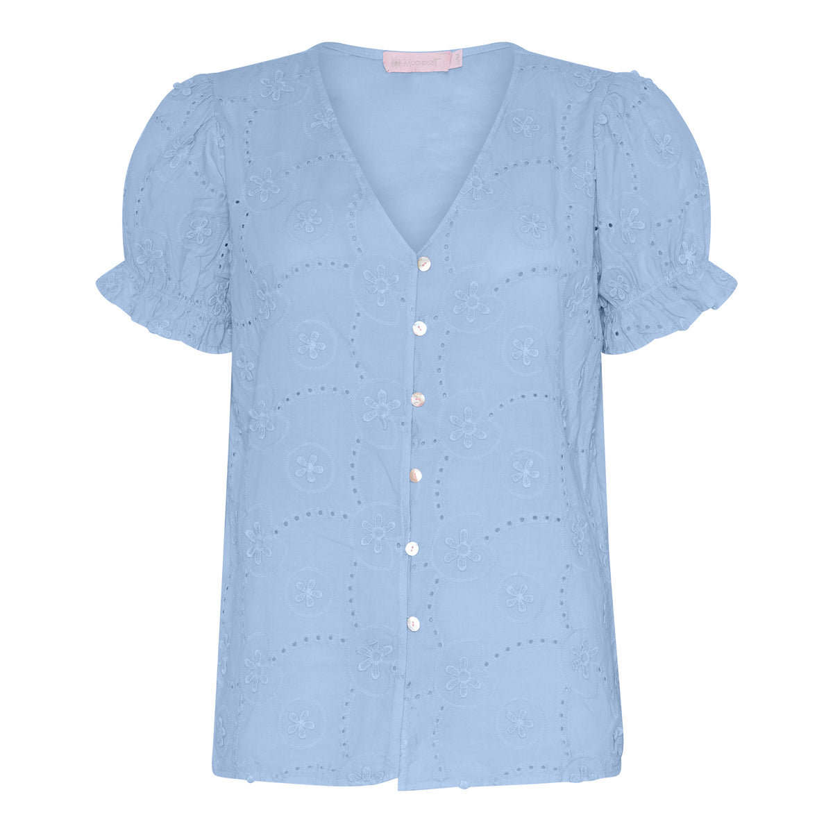 MOONDUST SIA EMB SMALL FLOWER SHIRT BLOUSE/SHIRT 107 SOFT BLUE