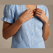 MOONDUST SIA EMB SMALL FLOWER SHIRT BLOUSE/SHIRT 107 SOFT BLUE