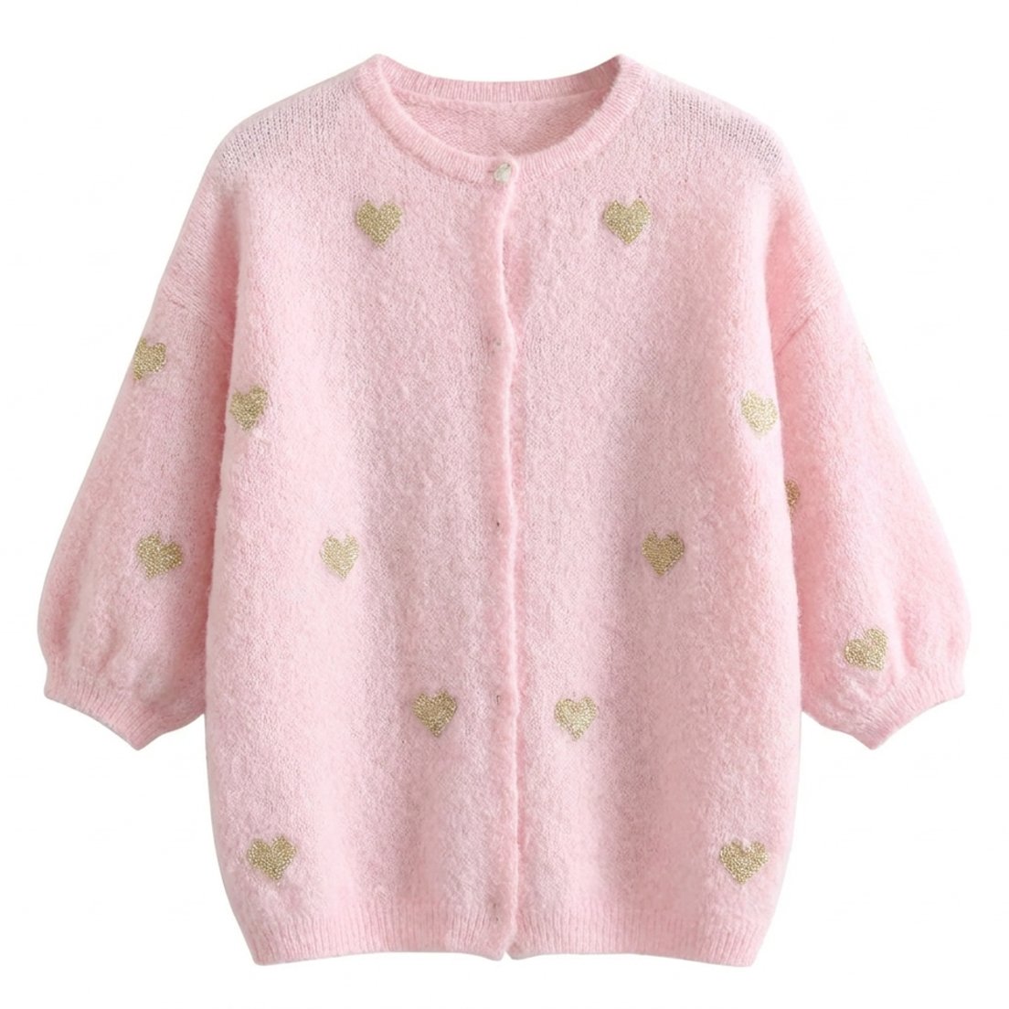 MOONDUST SMALL HEART KNIT CARDIGAN KNITWEAR 303 ROSE