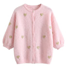 MOONDUST SMALL HEART KNIT CARDIGAN KNITWEAR 303 ROSE