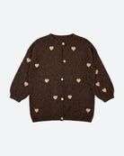 MOONDUST SMALL HEART KNIT CARDIGAN KNITWEAR 129 CHOCOLATE