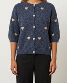 MOONDUST SMALL HEART KNIT CARDIGAN KNITWEAR 108 JEANS BLUE