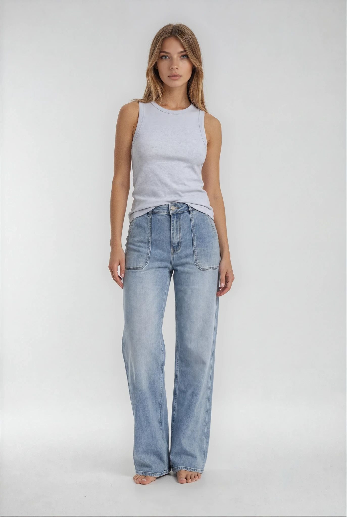 MARC LAUGE SQUARE POCKET JEANS DENIM/TWILL 9196 LIGHT BLUE USED