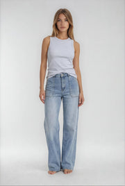 MARC LAUGE SQUARE POCKET JEANS DENIM/TWILL 9196 LIGHT BLUE USED