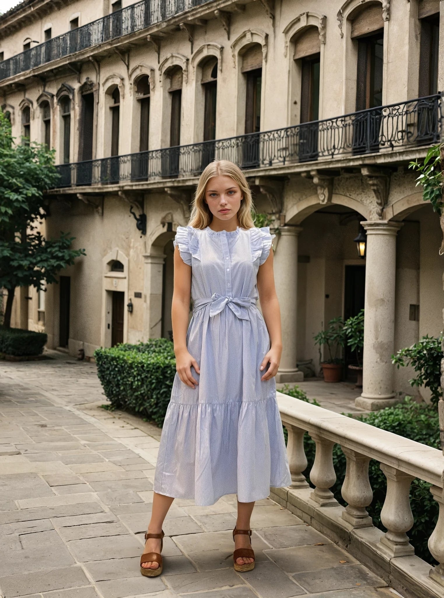 MAPP STRIPE FRILL DRESS DRESS/JUMPSUIT 109 SKY BLUE
