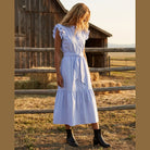 MAPP STRIPE FRILL DRESS DRESS/JUMPSUIT 109 SKY BLUE