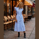 MAPP STRIPE FRILL DRESS DRESS/JUMPSUIT 109 SKY BLUE