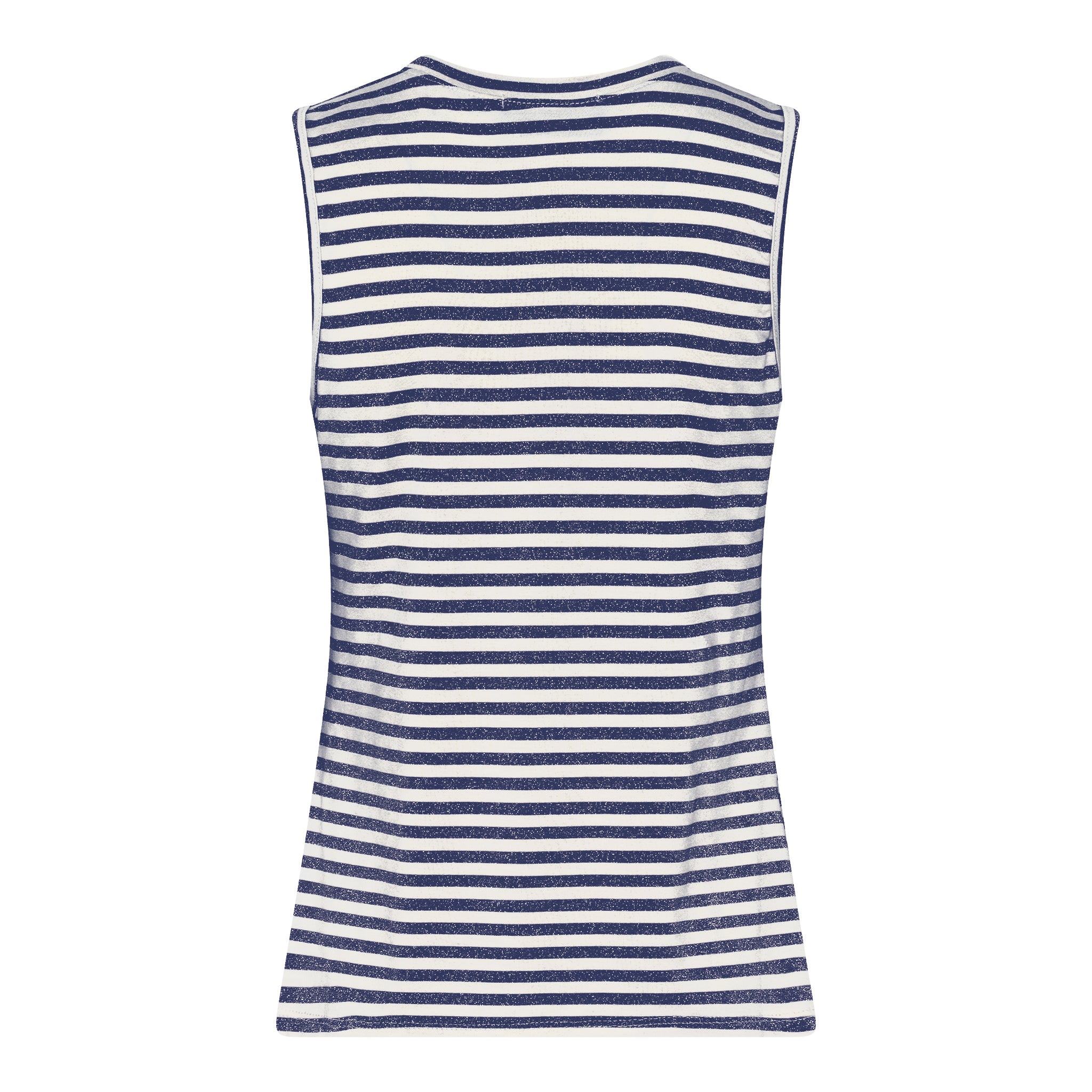 M JEANS STRIPE LUREX V-TOP TOP/T-SHIRT 104 NAVY
