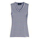 M JEANS STRIPE LUREX V-TOP TOP/T-SHIRT 104 NAVY
