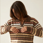 MOONDUST STRIPE POLO KNIT KNITWEAR 129 CHOCOLATE