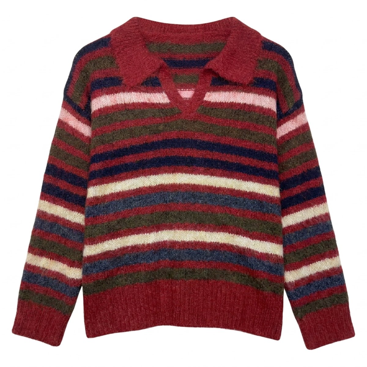 MOONDUST STRIPE POLO KNIT KNITWEAR 330 RED