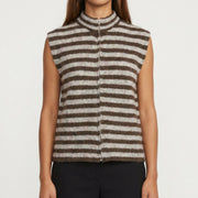 MOONDUST STRIPE VEST KNITWEAR 129 CHOCOLATE