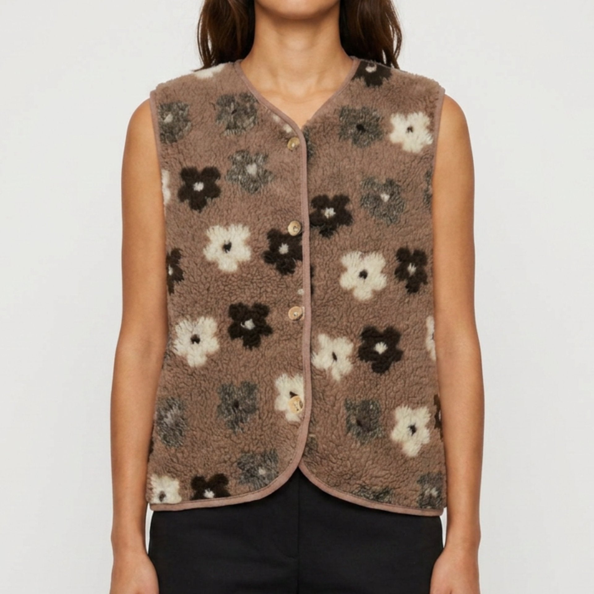 MOONDUST TEDDY VEST FLOWER OUTERWEAR 135 EARTH
