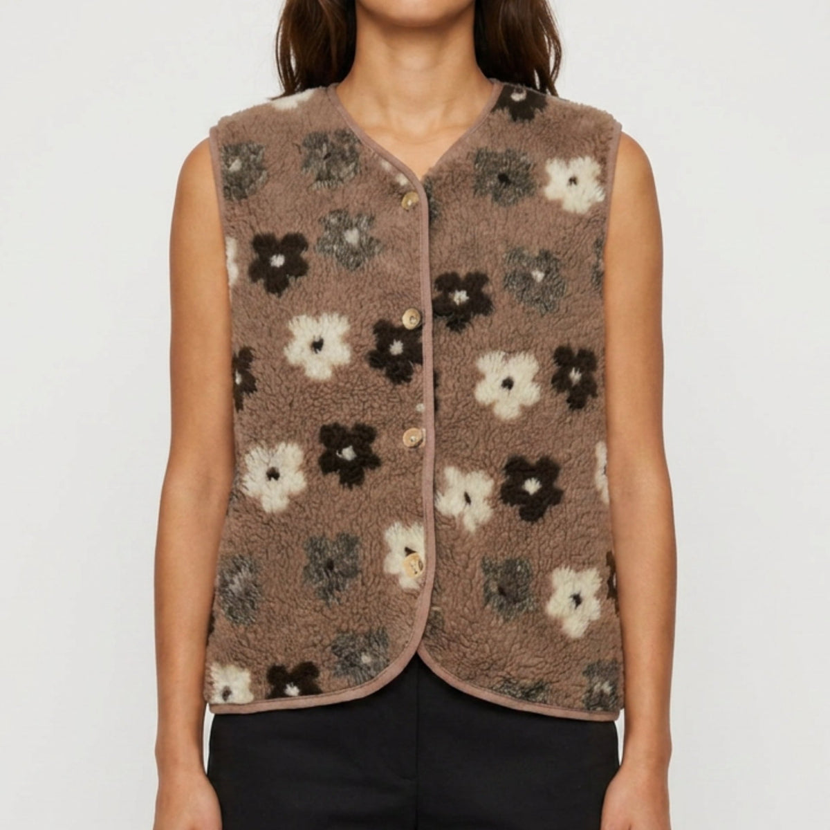 MOONDUST TEDDY VEST FLOWER OUTERWEAR 135 EARTH