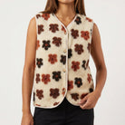 MOONDUST TEDDY VEST FLOWER OUTERWEAR 20 OFF WHITE
