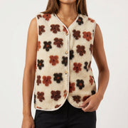 MOONDUST TEDDY VEST FLOWER OUTERWEAR 20 OFF WHITE