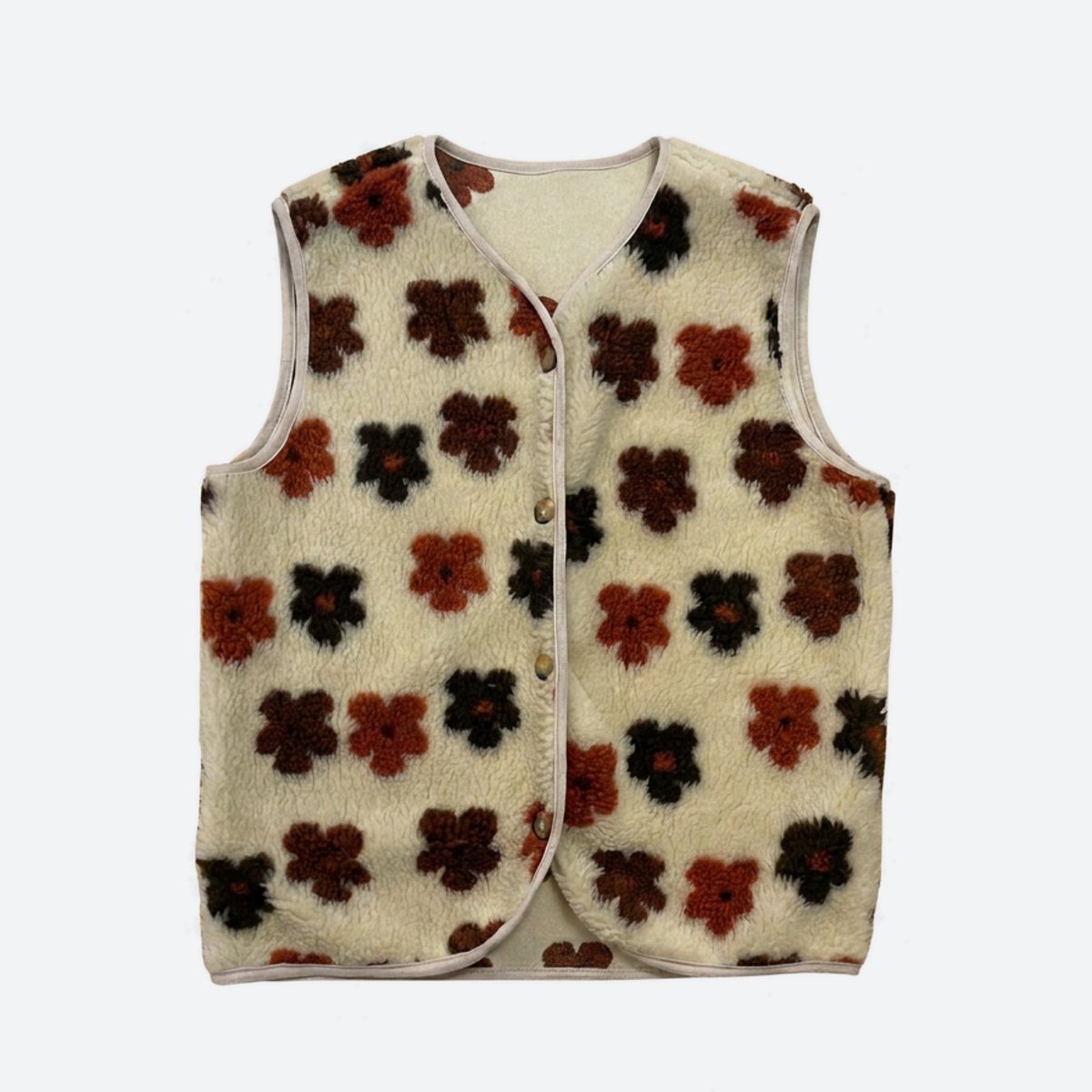 MOONDUST TEDDY VEST FLOWER OUTERWEAR 20 OFF WHITE