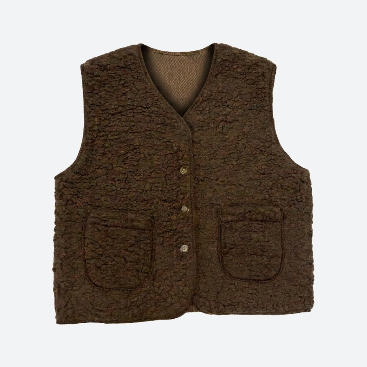 MOONDUST TEDDY VEST SOLID OUTERWEAR 129 CHOCOLATE