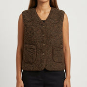 MOONDUST TEDDY VEST SOLID OUTERWEAR 129 CHOCOLATE
